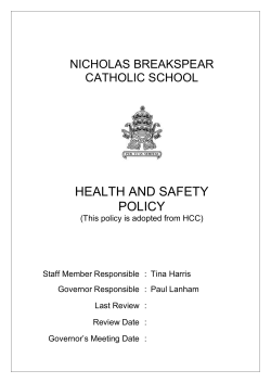 Health and Safety Policy | PDF - Nicholas Breakspear Catholic School