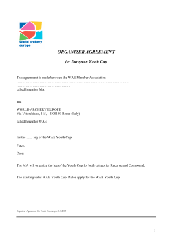 Organizer Agreement for Youth Cup 1.1.2015