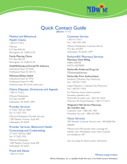 2015 MDwise Marketplace quick contact guide