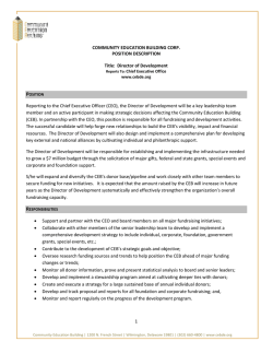 Director of Development Reporting to the Chief Executive Officer
