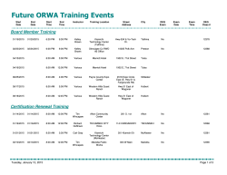 Future ORWA Training Events