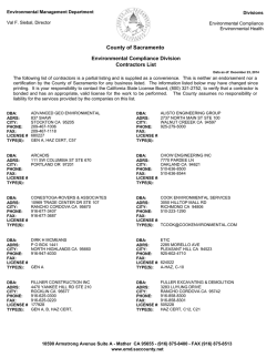Hazardous Materials Contractor List