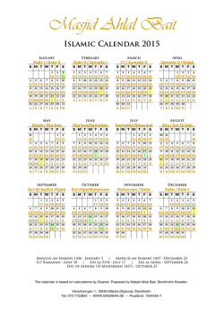 Islamic Calendar 2015