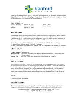 Download Ranford Medical Centre Practice Information Sheet