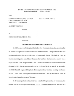 In re Cox Enterprises, Inc. Set-Top Cable Television Box Antitrust