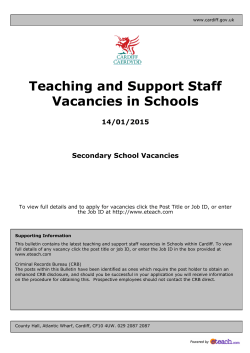 Teaching and Support Staff Vacancies in Schools 31/12