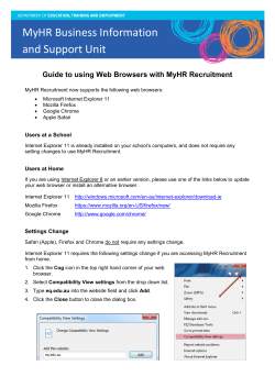 Guide to using web browsers with MyHR recruitment
