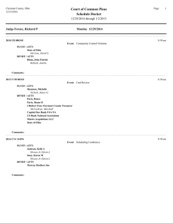 Judge Ferenc-Week of December 29, 2014