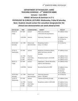 DEPARTMENT OF PATHOLOGY, AIIMS TEACHING SCHEDULE