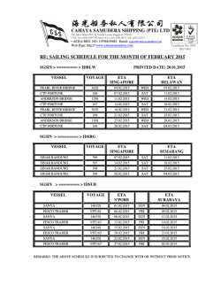 other port sailing schedule - cahaya samudera shipping (pte) ltd