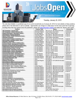 Jobs Bulletin - City and County of Denver