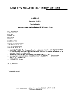 Next Meeting Agenda - Lake City Area Fire Protection District