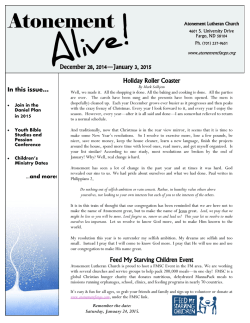 In this issue&hellip; - Atonement Lutheran Church