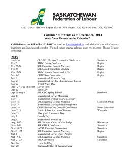 2014 Calendar - Saskatchewan Federation of Labour