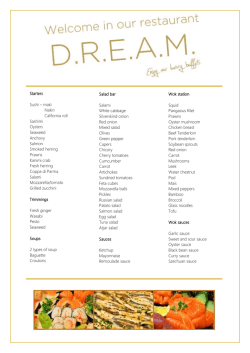 Dinner menu - Golden Tulip Amsterdam West