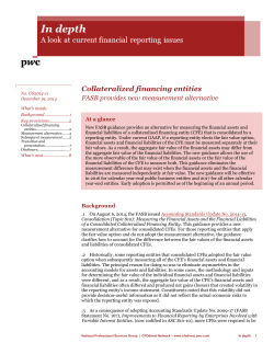 In depth: Collateralized financing entities-FASB provides new