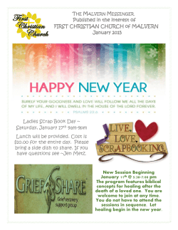 January 2015 Newsletter - First Christian Church of Malvern