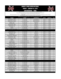 JAM Rehearsal Schedule - JAMfest Cheer Super Nationals