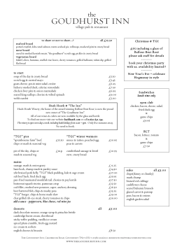 Main Menu - The Goudhurst Inn
