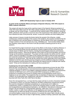 AHRC CDP Studentship Topics to start in October 2015 A review of
