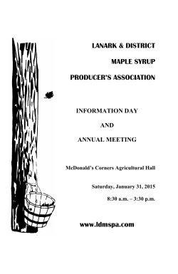 Download the agenda - Ontario Maple Syrup Producers Association