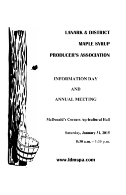 Download the agenda - Ontario Maple Syrup Producers Association
