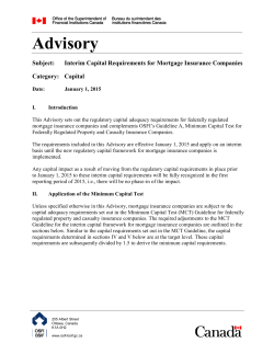 Interim Capital Requirements for Mortgage Insurance Companies
