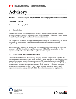 Interim Capital Requirements for Mortgage Insurance Companies