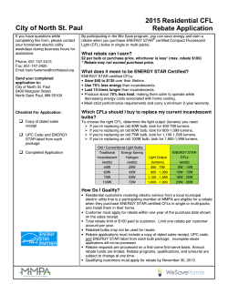2015 Residential CFL Rebate Application City of North St. Paul