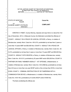 IN THE JUSTICE COURT OF THE STATE OF MONTANA, IN AND