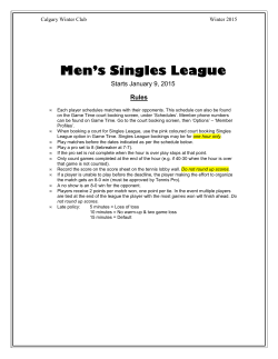 Mens Singles league-Winter 2015