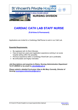 CARDIAC CATH LAB STAFF NURSE - St. Vincents Private Hospital