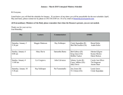 January - March 2015 Liturgical Ministry Schedule Hi Everyone