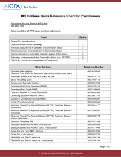 IRS Hotlines Quick Reference Chart