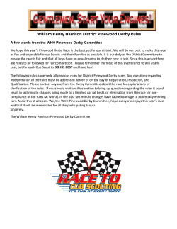 William Henry Harrison District Pinewood Derby Rules