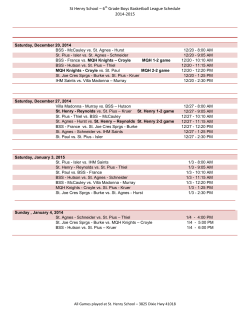 St Henry 6th Grade Boys League Schedule 2014-2015