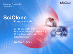 SciClone Corporate Presentation September 2014.
