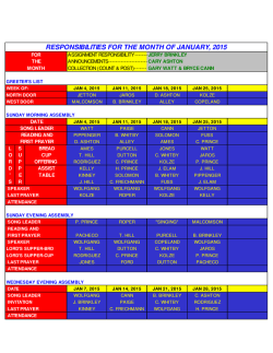 RESPONSIBILITIES FOR THE MONTH OF JANUARY, 2015
