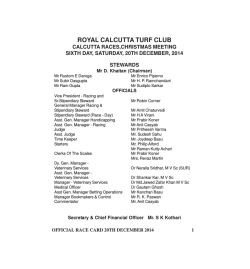 Race Card - Royal Calcutta Turf Club