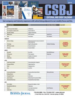 Editorial Calendar - Colorado Springs Business Journal