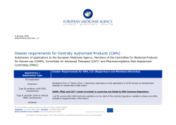 Dossier requirements for Centrally Authorised Products