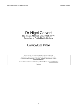 Curriculum Vitae - Dr Nigel Calvert