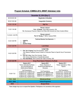 Program Schedule: ICMMSA-2014, MNNIT Allahabad, India
