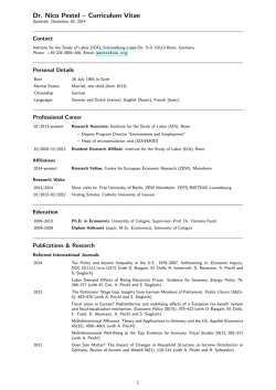 Dr. Nico Pestel &ndash; Curriculum Vitae