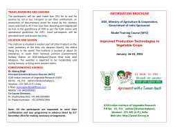 INFORMATION BROCHURE - Indian Institute of Vegetable Research