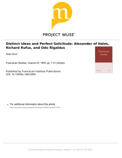 Distinct Ideas and Perfect Solicitude: Alexander of Hales, Richard
