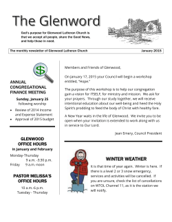 January Newsletter - Glenwood Lutheran Church