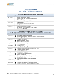 2014-2015 M.S. in MIT Charlottesville Tentative Class Schedule (PDF)