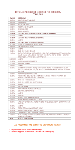 detailed programme schedule for thursday, 1 jan, 2015 all