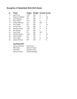 Broughton JV Basketball 2014-2015 Roster